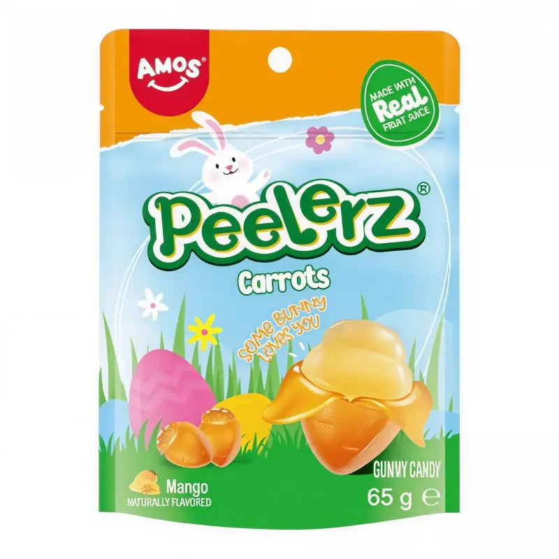 Amos Peelerz Gummy Carrots 65g Amos - Butikkom