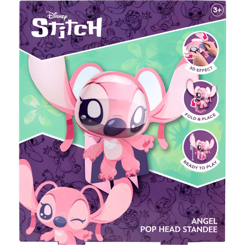 Disney Stitch 3D Pop Head Angel Pink 30cm