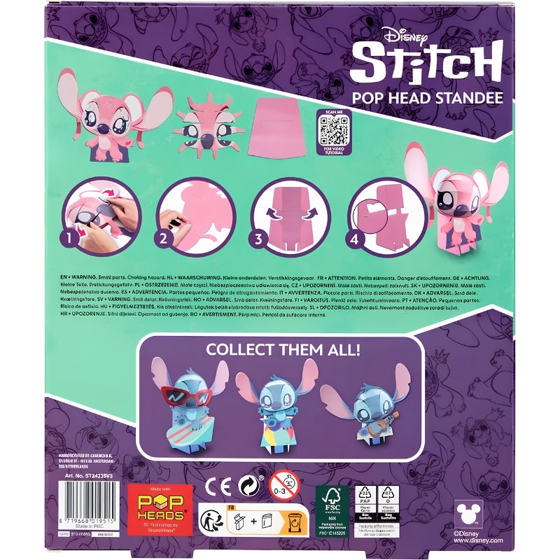 Disney Stitch 3D Pop Head Angel Pink 30cm