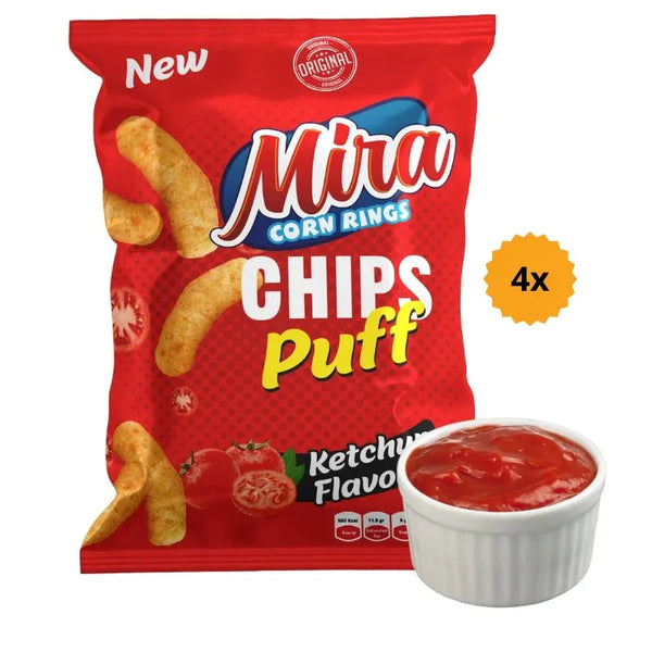 Mira Chips Puff Ketchup 4 x 30g Mira - Butikkom