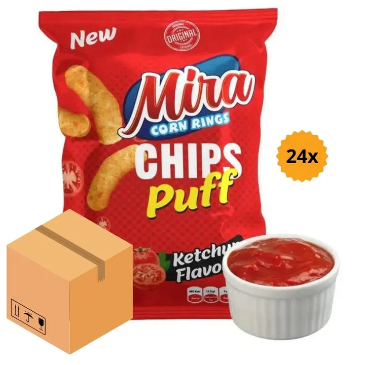 Mira Chips Puff Ketchup 60g x 24st Butikkom - Butikkom