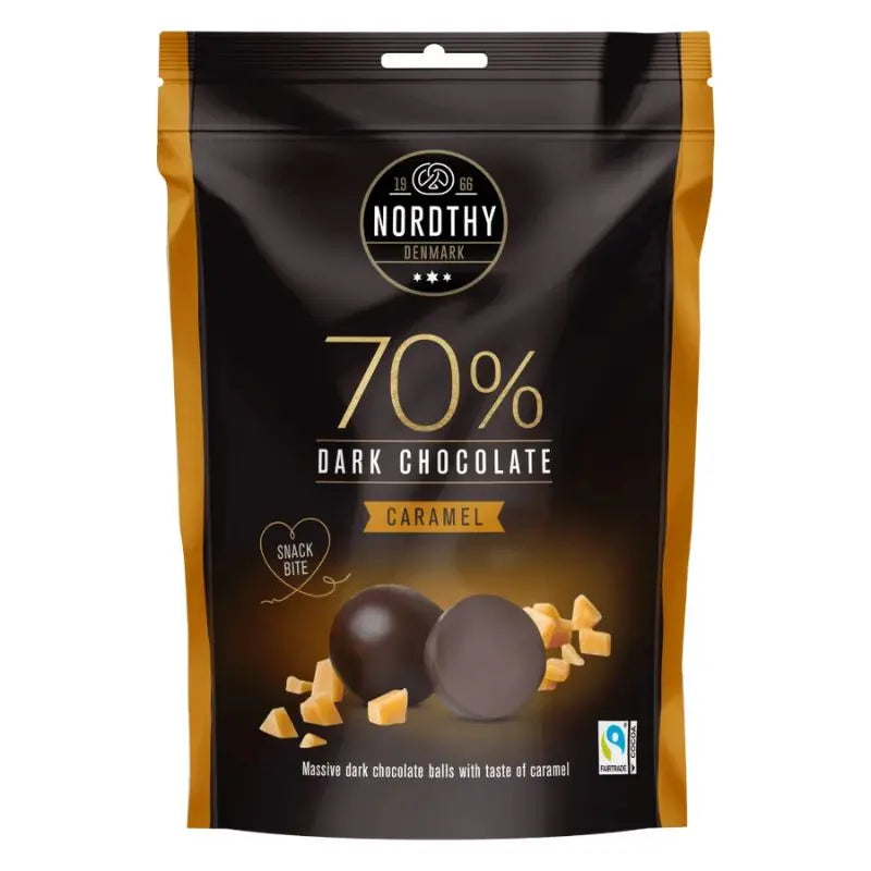 70% Mörka Chokoladkulor Caramel 90g Nordthy - Butikkom