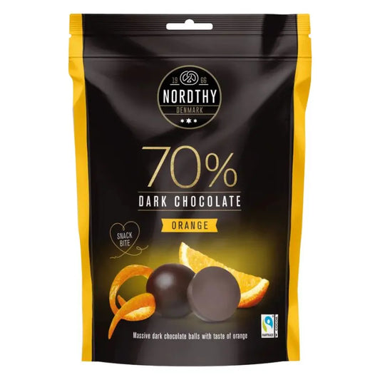 70% Mörka Chokoladkulor Orange 90g Nordthy - Butikkom