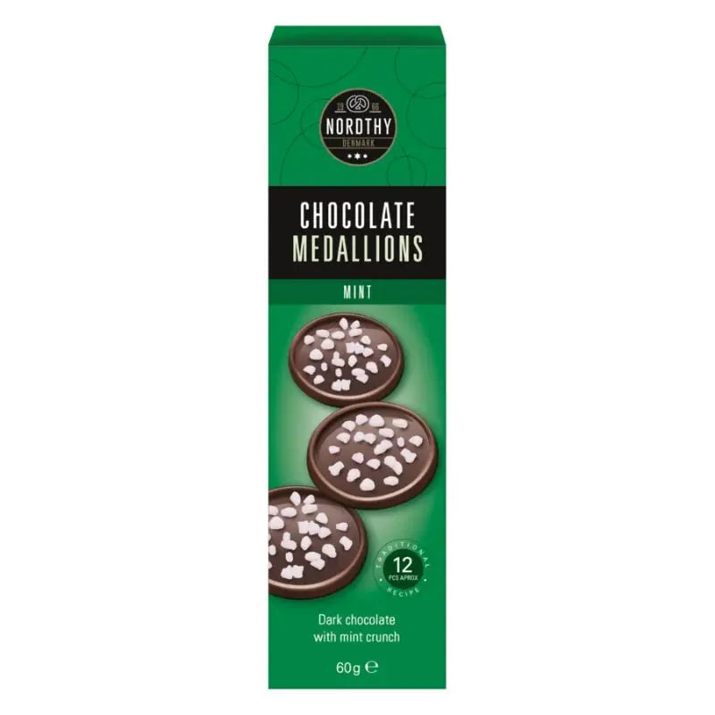 Chokladmedaljonger Mörk & Mint 60g Nordthy - Butikkom