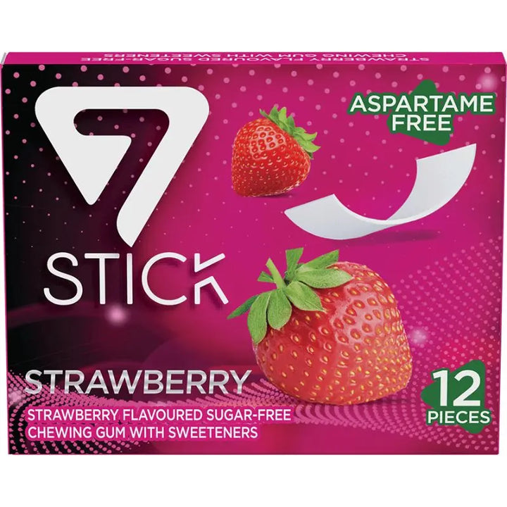 Sockerfritt tuggummi Strawberry 33g 7 Stick - Butikkom