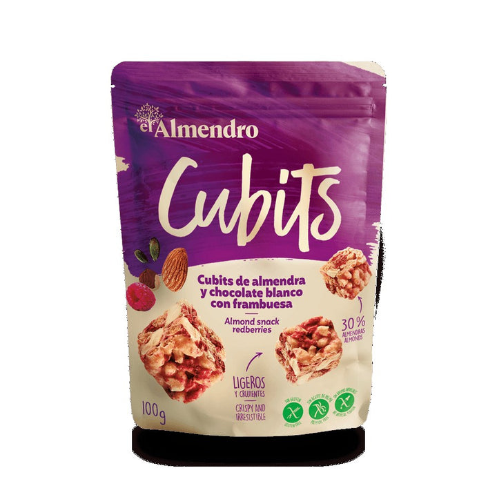 Vit choklad och hallon Cubits, 100 g El Almendro - Butikkom